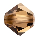 Preciosa&reg Crystal Beads, Czech Crystal, Bicone(451 69 302 Rondelle), 10220 Smoked Topaz, 4mm, Hole: 0.8mm(X-PRC-BA4-10220)