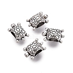 Tibetan Style Alloy Beads, Large Hole Beads, Tortoise, Antique Silver, 7.5x12x6.5mm, Hole: 5x4mm(PALLOY-S079-117AS)