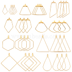 36Pcs Kite & Geometric 304 Stainless Steel Wire Pendants, Hoop Earring Findings, Golden, 40x20x0.6mm, Hole: 1.4mm, 4pcs/style(STAS-PH0001-58)