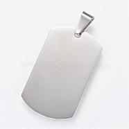 304 Stainless Steel Stamping Blank Tag Pendants, Double Side Polished, Rectangle, Stainless Steel Color, 36x22x2mm, Hole: 7x4mm(STAS-R090-33)