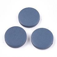 Painted Natural Wood Beads, Flat Round, Steel Blue, 19~20x4~5mm, Hole: 2mm(X-WOOD-S049-02C-03)