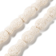 Fish Dyed Natural Lava Rock Beads Strands, White, 21.5x12x6mm, Hole: 1.6mm, about 19pcs/strand, 16.14''(41cm)(G-O126-01A-10)