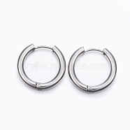 202 Stainless Steel Huggie Hoop Earrings, Hypoallergenic Earrings, with 316 Surgical Stainless Steel Pin, Ring, Stainless Steel Color, 9 Gauge, 17x18x3mm, Pin: 1mm, Inner Diameter: 12mm(EJEW-F111-18mm-P01)