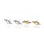 Brass Stud Earrings, with Plastic Ear Nuts, Long-Lasting Plated, Knot, Mixed Color, 8x17x4mm, Pin: 0.7mm(EJEW-F809-02)