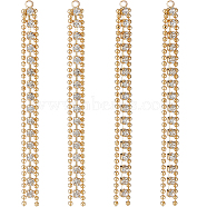 10Pcs Brass Rhinestone Cup Chain Big Pendants, Tassel Pendant, Nickel Free, Real 18K Gold Plated, 65x5x2.5mm, Hole: 1.5mm(KK-BBC0011-79)