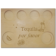 Wooden Wine Serving Tray, Rectangle, Drink Pattern, 180x250x12.5mm(AJEW-WH0269-011)
