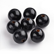 Natural Wood Beads, Round, Lead Free, Dyed, Black, 29-30mm in diameter, hole: 5mm(X-TB30MMY-2)