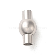 Smooth 304 Stainless Steel Magnetic Clasps with Glue-in Ends, Oval, Size: about 10mm wide, 19mm long, hole: 5mm(MC086)