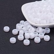 Opaque Acrylic European Beads, Barrel, White, 9x6mm, Hole: 4mm, about 1900pcs/500g(PL338-1)