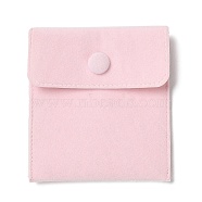 Velvet Jewelry Storage Pouches, Rectangle Jewelry Bags with Snap Fastener, for Earrings, Rings Storage, Pink, 9.65x8.9cm(TP-B002-03B-01)