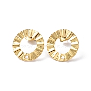 Ion Plating(IP) 304 Stainless Steel Stud Earring Finding, Ring, Real 18K Gold Plated, 18mm, Hole: 1.6mm, Pin: 0.8mm(EJEW-I285-21G)