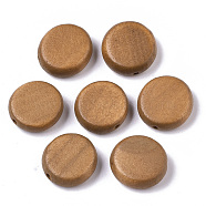 Painted Natural Wood Beads, Flat Round, Peru, 16x5.5mm, Hole: 1.5mm(WOOD-R265-11E)