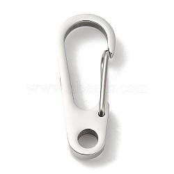 304 Stainless Steel Keychain Clasps, Stainless Steel Color, 49.5x19x5~9mm, Hole: 6.5mm(STAS-G321-02P)