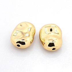Nickel Free & Lead Free Golden Plated Alloy Love Bean Beads, Long-Lasting Plated, Golden, 15x11x6mm, Hole: 2mm(PALLOY-J218-180G-NR)