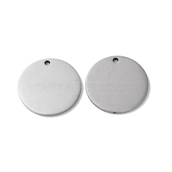 Non-Tarnish 304 Stainless Steel Pendants, Stamping Blank Tag, Flat Round Charm, Stainless Steel Color, 20x1.3mm, Hole: 1.6mm(STAS-Q308-09O-P)