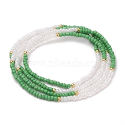 Summer Jewelry Waist Bead, Body Chain, Glass Seed Beaded Belly Chain, Bikini Jewelry for Woman Girl, Green, 32-1/4 inch(82cm)(X-NJEW-C00015-01)