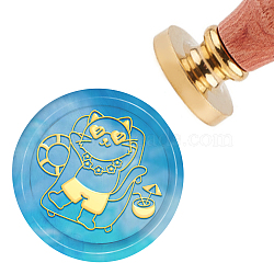 Brass Wax Seal Stamp with Handle, for DIY Scrapbooking, Cat Pattern, 3.5x1.18 inch(8.9x3cm)(AJEW-WH0184-0331)