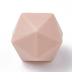 Food Grade Eco-Friendly Silicone Focal Beads, Chewing Beads For Teethers, DIY Nursing Necklaces Making, Icosahedron, PeachPuff, 16.5x16.5x16.5mm, Hole: 2mm(SIL-T048-14mm-54)