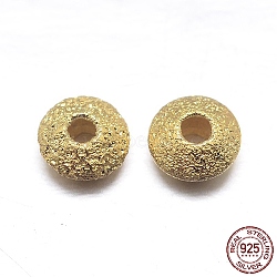 Real 18K Gold Plated Saucer 925 Sterling Silver Stradust Spacer Beads, Golden, 4x2mm, Hole: 1.2mm, about 250pcs/20g(STER-M101-11-4mm)