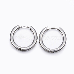 Tarnish Resistant 202 Stainless Steel Huggie Hoop Earrings, Hypoallergenic Earrings, with 316 Surgical Stainless Steel Pin, Ring, Stainless Steel Color, 9 Gauge, 17x18x3mm, Pin: 1mm, Inner Diameter: 12mm(EJEW-F111-18mm-P01)