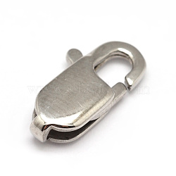 Non-Tarnish 304 Stainless Steel Lobster Claw Clasps, Stainless Steel Color, 16x8x4mm, Hole: 1x3mm(A-STAS-N078-12C)