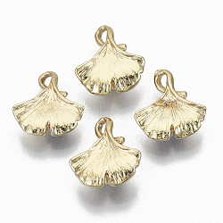 Brass Links, Ginkgo leaf, Real 18K Gold Plated, 14x12x4mm, Hole: 1.8mm(KK-R135-01)