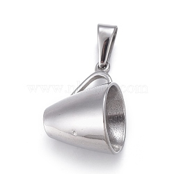 304 Stainless Steel Pendants, Cup, Stainless Steel Color, 27x17x16.5mm, Hole: 4.5x9.5mm(X-STAS-F252-28P)