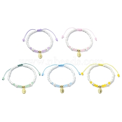 Glass Imitation Pearl Braided Bead Bracelets, with Natural & Dyed Malaysia Jade, Brass Religion Virgin Mary Adjustable Jewelry for Women, Mixed Color, Inner Diameter: 2-1/8~3 inch(5.45~7.7cm)(BJEW-JB09989)