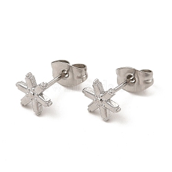 Non-Tarnish 304 Stainless Steel Snowflake Stud Earrings for Women, Stainless Steel Color, 7.5x6.5mm, Pin: 0.8mm(EJEW-I281-34P)