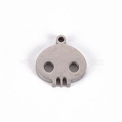 Non-Tarnish Halloween 201 Stainless Steel Charms, Laser Cut, Skull, Stainless Steel Color, 12x11x2mm, Hole: 1.2mm(STAS-Q238-030)