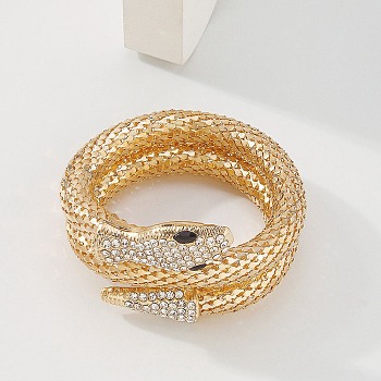 Alloy Popcorn Chain Bracelets, Rhinestone Snake Bracelet, Golden, Inner Diameter: 2 inch(5.1cm)