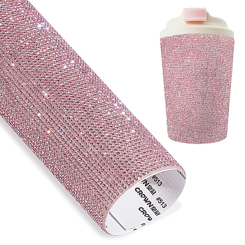 Self-Adhesive Rhinestone Stickers, Crystal Gems Decals, for Vehicle Decoration, Flat Round, Pink, 240x200x1.5mm