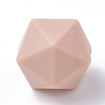 Food Grade Eco-Friendly Silicone Focal Beads, Chewing Beads For Teethers, DIY Nursing Necklaces Making, Icosahedron, PeachPuff, 16.5x16.5x16.5mm, Hole: 2mm