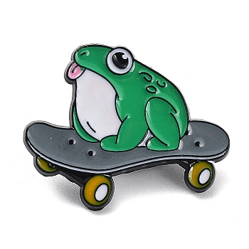 Cartoon Magic Frog Enamel Pins, Black Alloy Brooch for Backpack Clothes, Scooter, 21x27x1mm