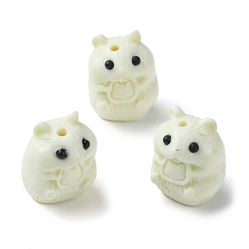 Opaque Resin Beads, Hamster, Beige, 21x16x15mm, Hole: 2mm