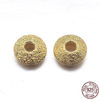 Real 18K Gold Plated Saucer 925 Sterling Silver Stradust Spacer Beads, Golden, 4x2mm, Hole: 1.2mm, about 250pcs/20g