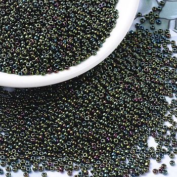 MIYUKI Round Rocailles Beads, Japanese Seed Beads, (RR453) Metallic Forest Green Iris, 11/0, 2x1.3mm, Hole: 0.8mm, about 5500pcs/50g