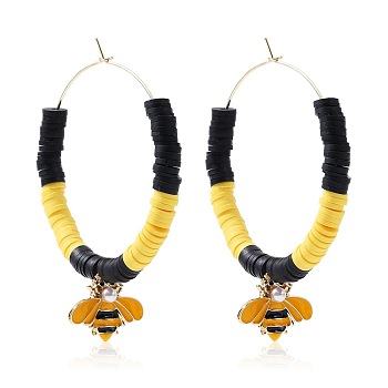 Bohemia Style Colorful Clay Beads Hoop Earrings, Ring