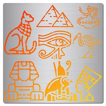 Stainless Steel Cutting Dies Stencils, for DIY Scrapbooking/Photo Album, Decorative Embossing DIY Paper Card, Matte Stainless Steel Color, Egypt Theme Pattern, 16x16cm