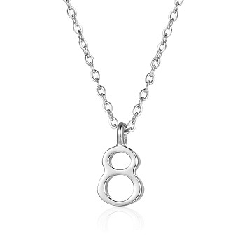 Fashionable Stainless Steel Creative Number 8 Pendant Necklace for Women's Daily Wear.