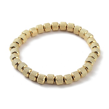 202 Stainless Steel Grooved Column Beaded Stretch Bracelets for Men Women, Golden, Inner Diameter: 2-1/8 inch(5.5cm)
