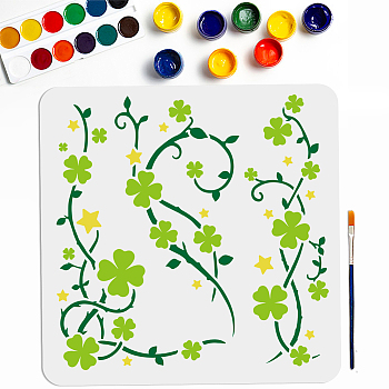 US 1Pc PET Hollow Out Drawing Painting Stencils, for DIY Scrapbook, Photo Album, with 1Pc Art Paint Brushes, Flower, 300x300mm