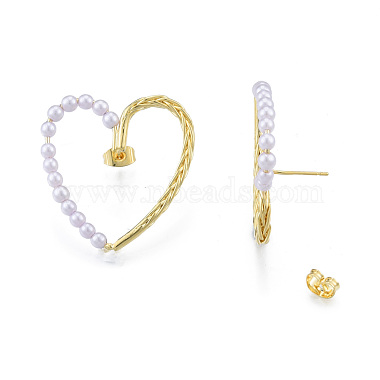 Heart Brass Stud Earring for Women(EJEW-N011-103)-3