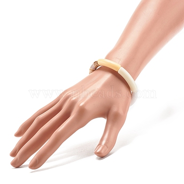 Acrylic Curved Tube Beaded Stretch Bracelet(BJEW-JB07973-04)-3