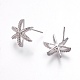 Brass Micro Pave Cubic Zirconia Ear Stud Components(EJEW-O089-01P)-1