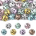 28Pcs 7 Colors Printed Opaque Acrylic Beads, Round with Leopard Print Pattern, Mixed Color, 15.5mm, Hole: 2mm, 4pcs/color(OACR-FS0002-46)