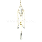 Brass Pouch Cone Hanging Ornaments, Star & Cone Glass Tassel Suncatchers for Home Outdoor Decoration, Golden, 295mm(HJEW-JM01734)