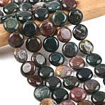 Natural Indian Agate Beads Strands, Flat Round, 15~15.5x6mm, Hole: 0.8~1mm, about 26pcs/strand, 15.55~15.71 inch(39.5~39.9cm)(G-L648-B10-15mm)