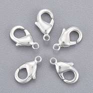 Silver Color Plated Brass Lobster Claw Clasps, Parrot Trigger Clasps, 10x5x3mm, Hole: 1mm(X-KK-901-S)