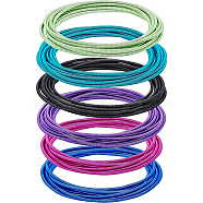 60Pcs 6 Colors Spring Bracelets Set, Minimalist Steel Stackable Stretch Bracelets for Women, Mixed Color, Inner Diameter: 2-1/4 inch(5.85cm), 10 Strands/color(TWIR-BC0001-42)